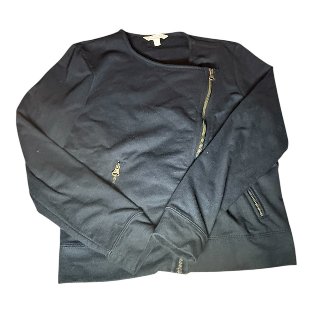 Banana Republic Black Cotton Blend Zippered Moto style jacket, size small - Picture 5 of 11